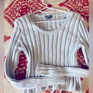 Long sleeve powder blue backless mid water sweater